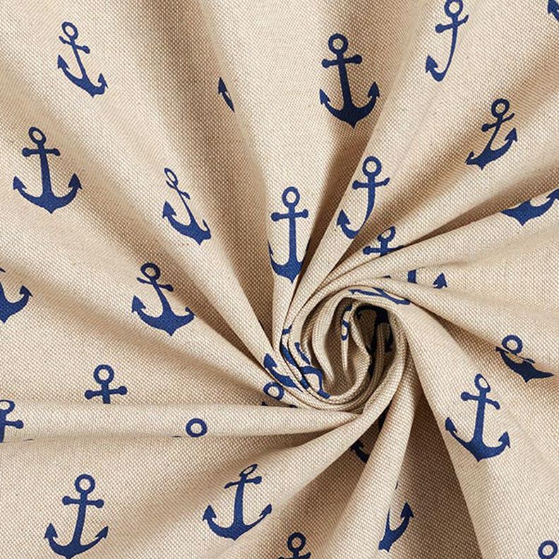 Tissu de décoration Semi-panama Ancres – bleu marine/nature,  image number 3
