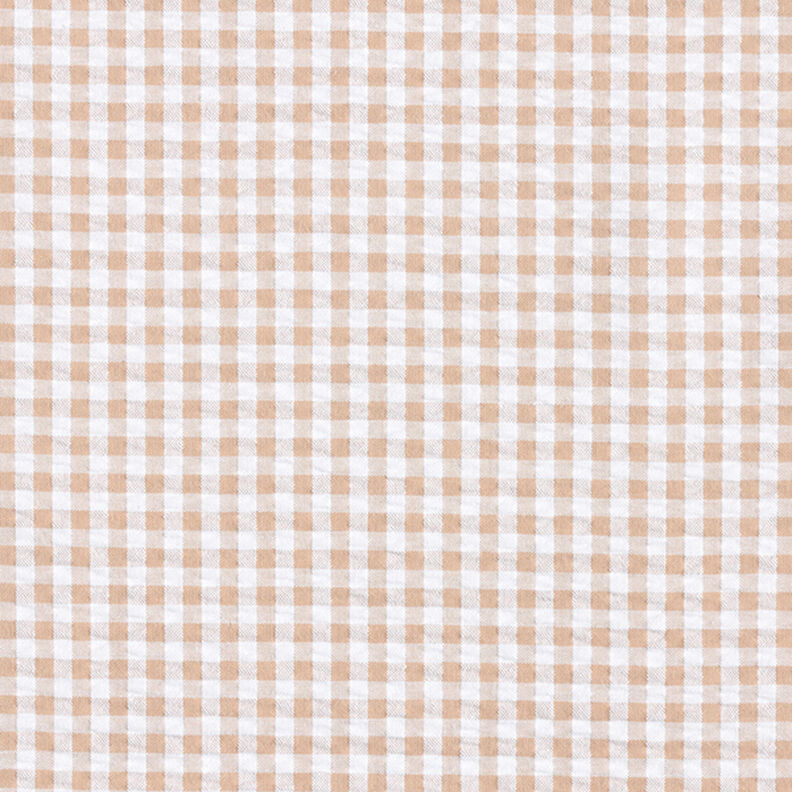 Seersucker Mélange coton à carreaux Vichy – beige,  image number 1