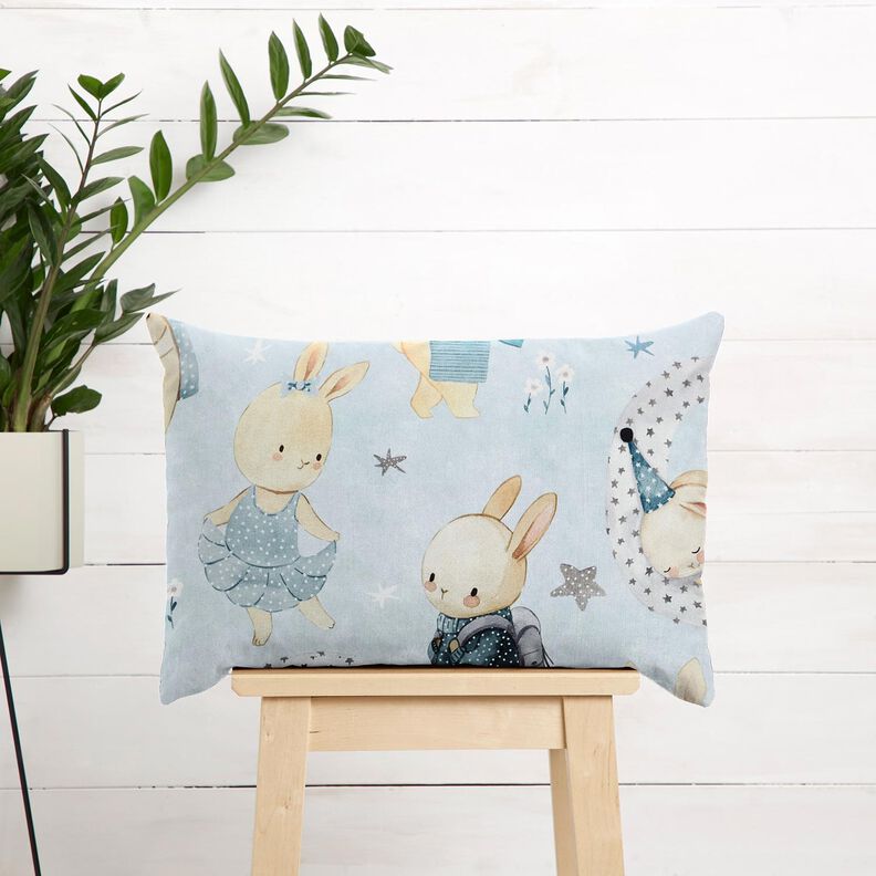Tissu de décoration Sergé coton Lapin au pays des rêves Impression numérique – bleu bébé/bleu jean, image number 7