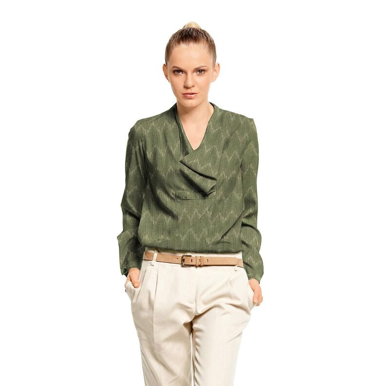 Tricot fin Zigzag doré – kaki/or métallisé,  image number 5