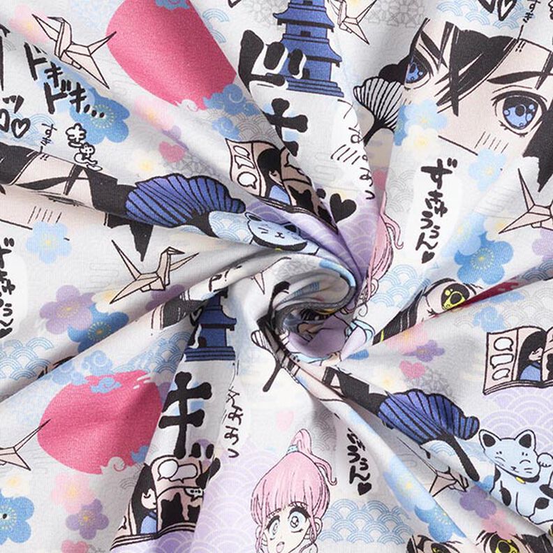 Jersey coton Univers des mangas Impression numérique – argent, image number 4