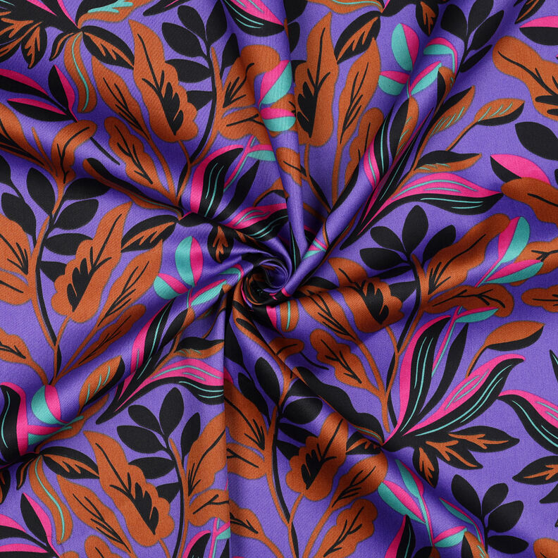 Satin de coton Lush Leaves | Nerida Hansen – lilas/bronze,  image number 3
