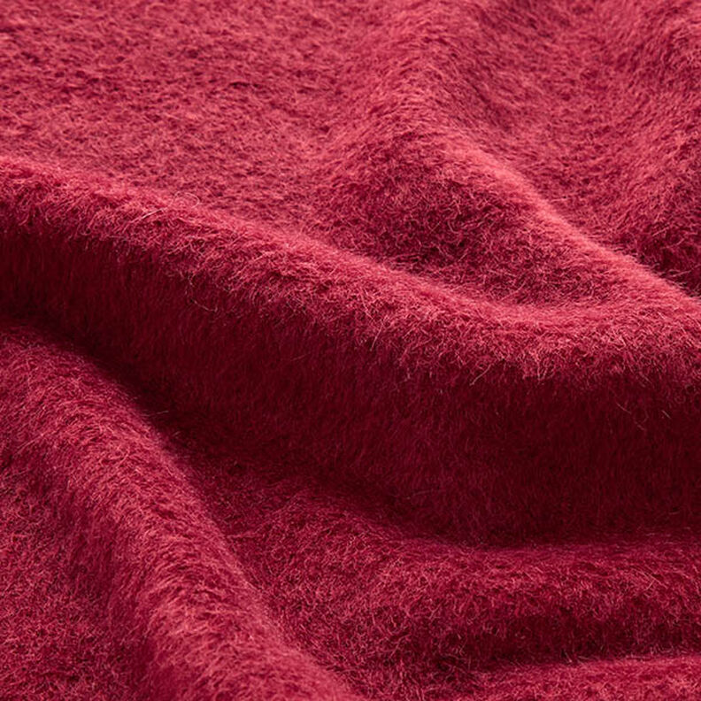 Maille pour manteau pelucheuse unie – rouge foncé,  image number 2
