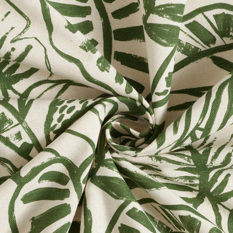 Tissu de décoration Semi-panama Monstera peint – crème/pin, image number 3