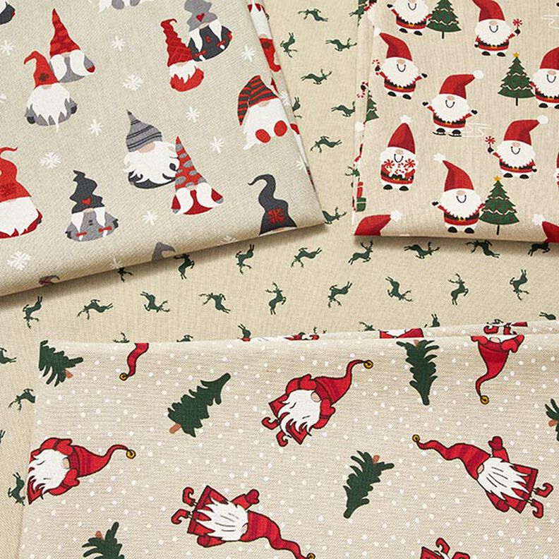 Tissu de décoration Semi-panama pères Noël joyeux – nature,  image number 5