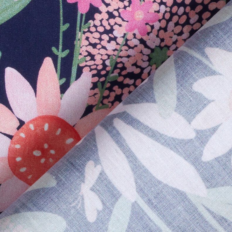 Popeline coton Grandes fleurs des champs Impression numérique | Poppy Fabrics – bleu nuit,  image number 4