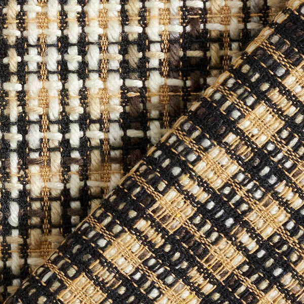 Tissu pour manteau en laine mélangée Carreaux – beige/noir,  image number 4