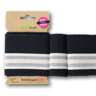 GOTS Bord-côtes CUFF ME COLLEGE [ 140 cm | 7,5 cm ] | Albstoffe – noir/gris, 