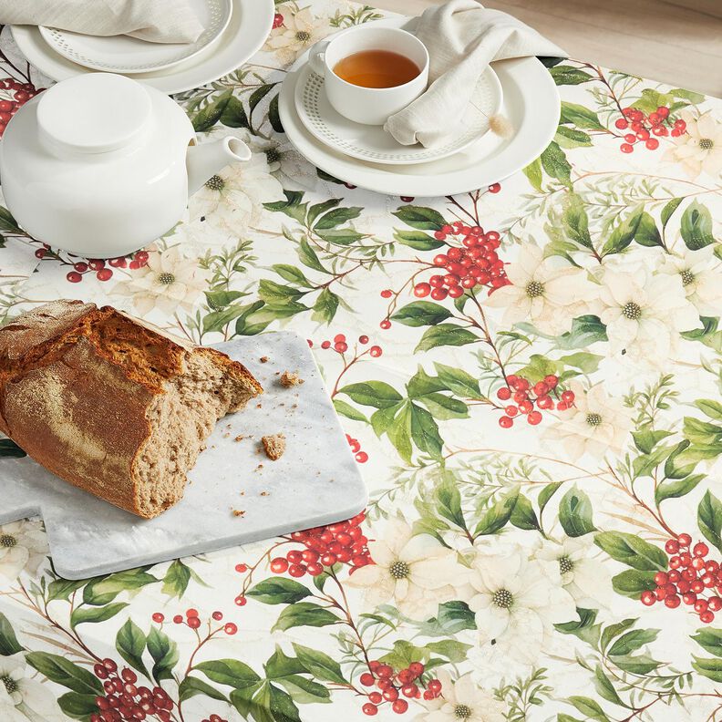 Tissu de décoration Jacquard Lurex houx verticillé – nature/or,  image number 8