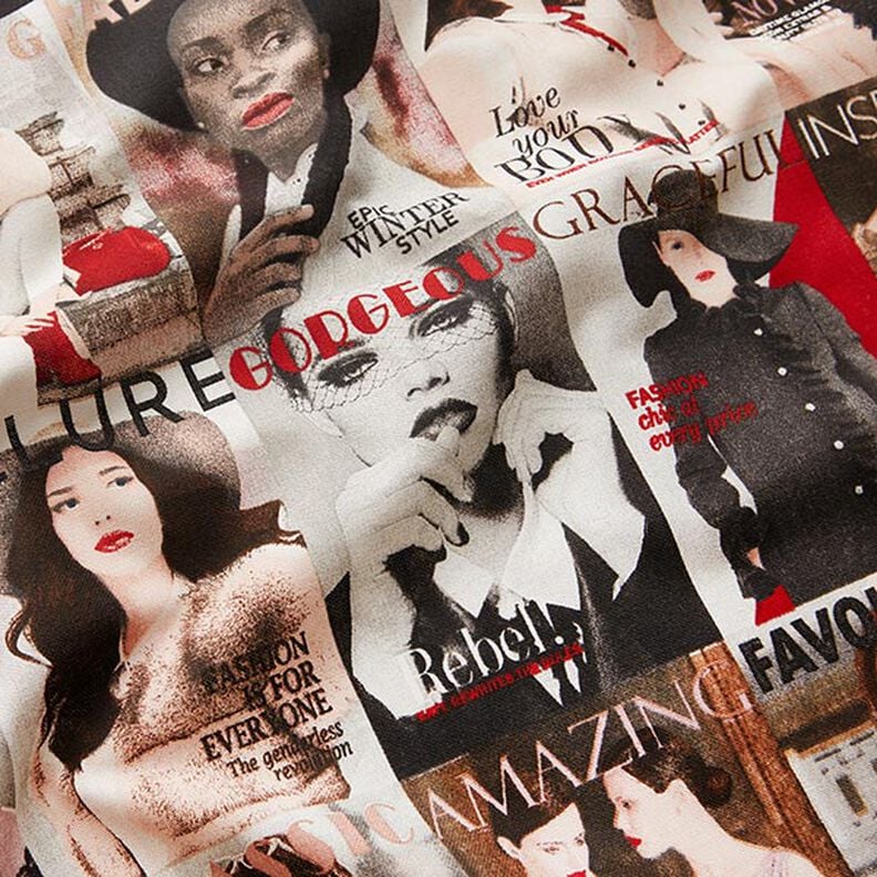 Tissu de décoration Semi-panama Mode-Magazine – noir/rouge,  image number 2