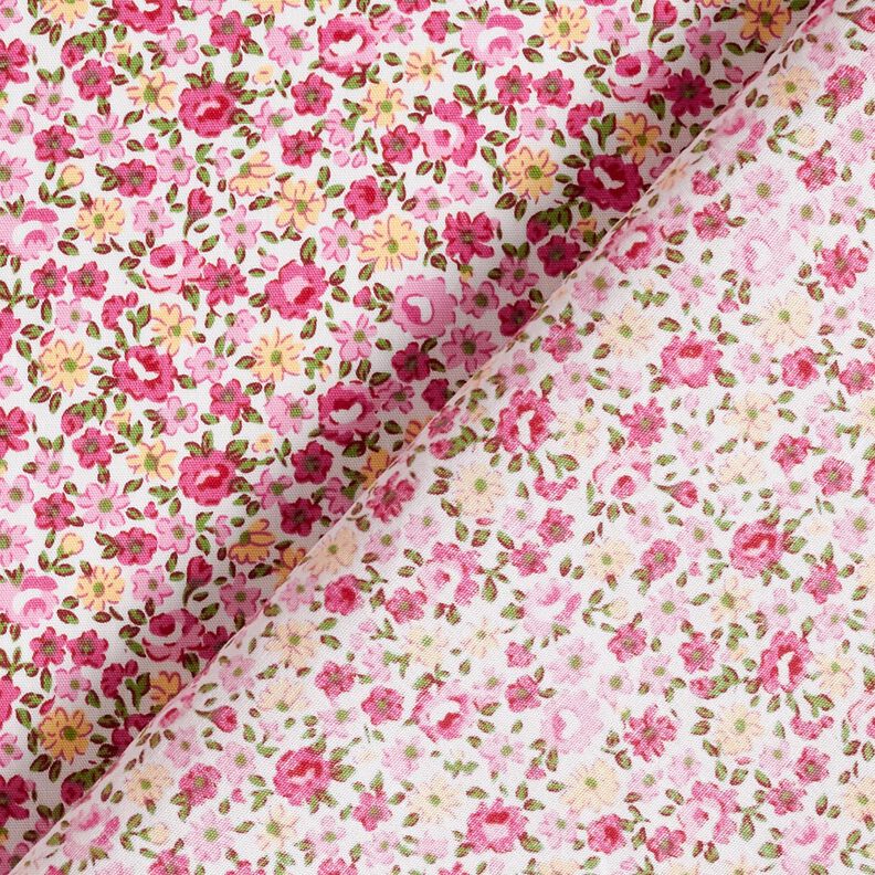 Popeline coton Mille-fleurs – blanc/rose, image number 4