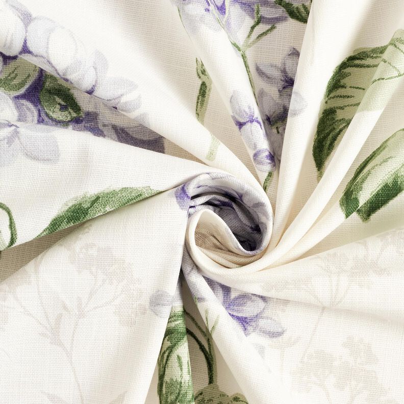 Tissu de décoration Panama Hortensias – ivoire/lilas, image number 3