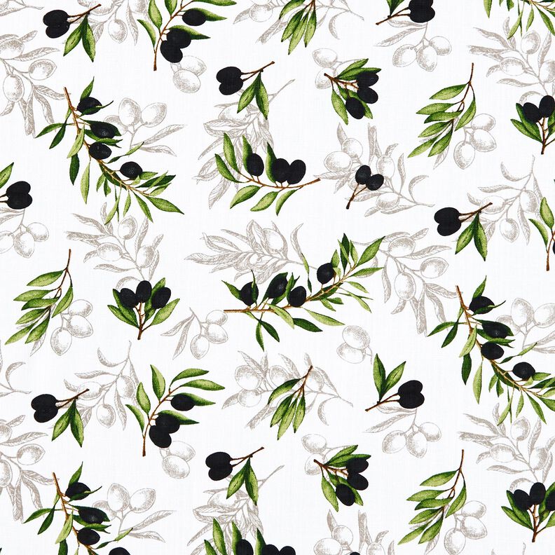 Tissu de décoration Panama Olives – blanc/noir,  image number 1