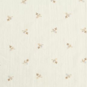 Voile crinkle broderie florale – écru/marron clair, 