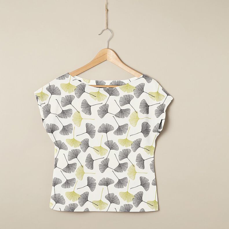 Jersey coton Feuilles de ginkgo &ndash; &eacute;cru/vert tilleul,  image number 6
