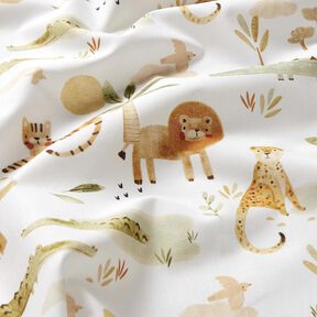 Popeline coton Animaux de la jungle Impression numérique – blanc/anémone, 