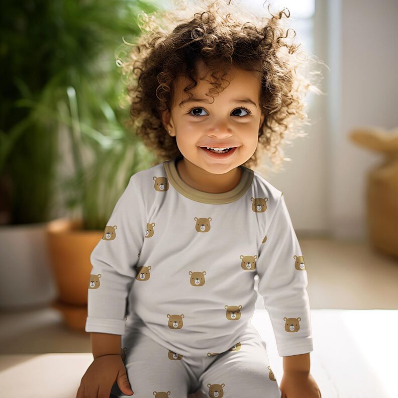 GOTS Jersey coton Ourson | Poppy Fabrics – écru/marron clair, image number 5