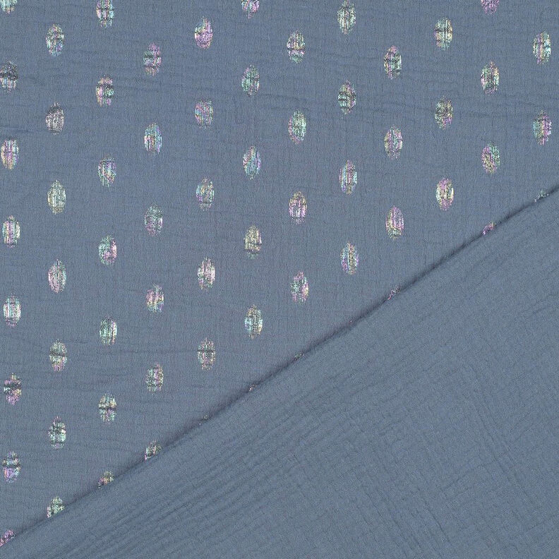 Tissu double gaze de coton Pois Imprimé feuille | by Poppy – gris bleu,  image number 4