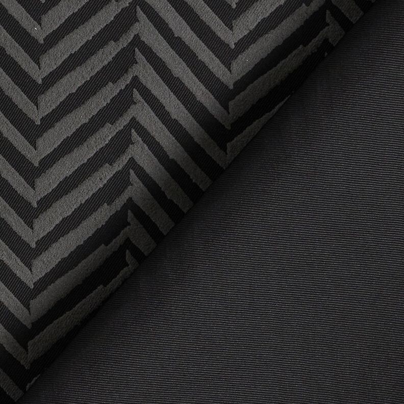 Tissu pour veste à chevrons impression à la pâte – gris/noir,  image number 4