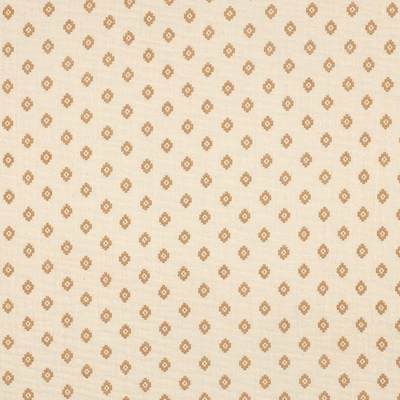 GOTS Tissu double gaze de coton Motif losanges boho  | Poppy Fabrics – crème/cannelle,  image number 1