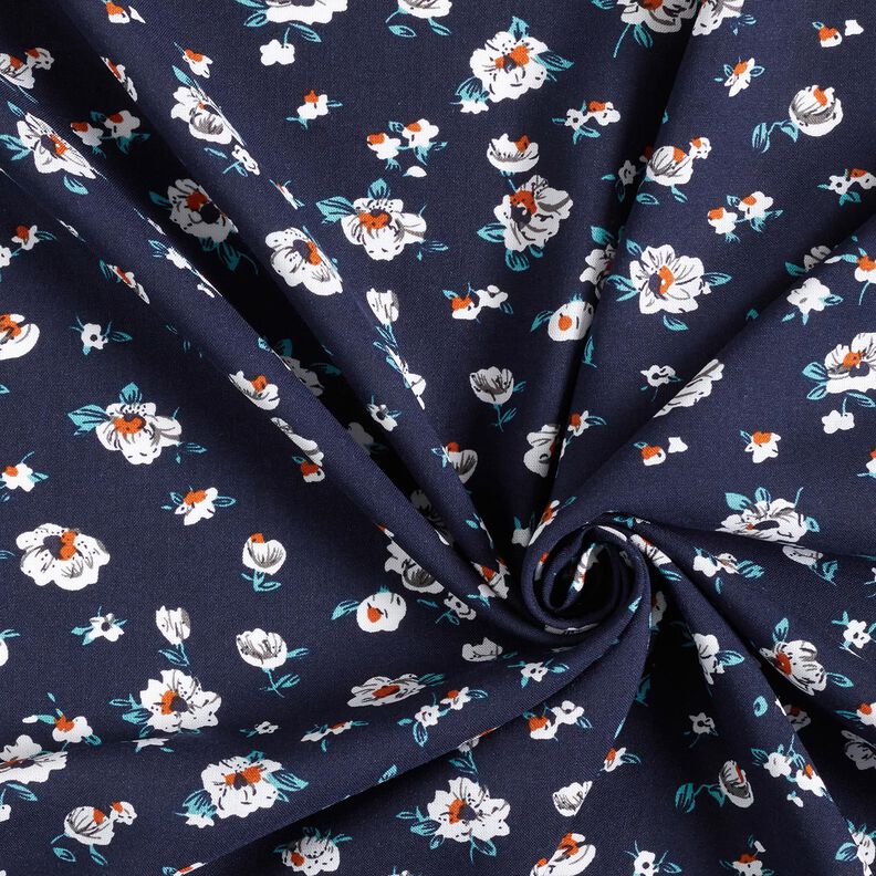 Tissu en viscose Pluie de fleurs – bleu nuit, image number 3