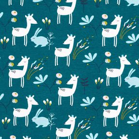 Jersey coton Lapin & Biche – pétrole, 
