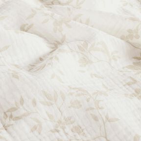 Tissu double gaze de coton Vrilles de feuilles – écru/nature, 