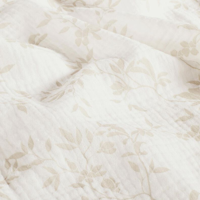 Tissu double gaze de coton Vrilles de feuilles – écru/nature,  image number 2