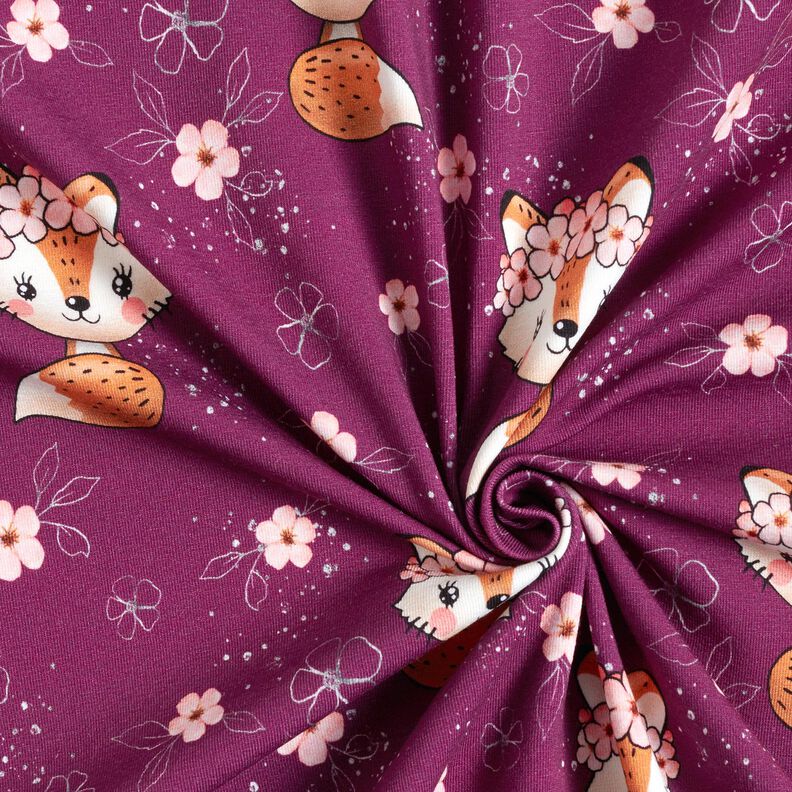 Jersey coton Renard et fleurs | Glitzerpüppi – raisin/orange pêche,  image number 3