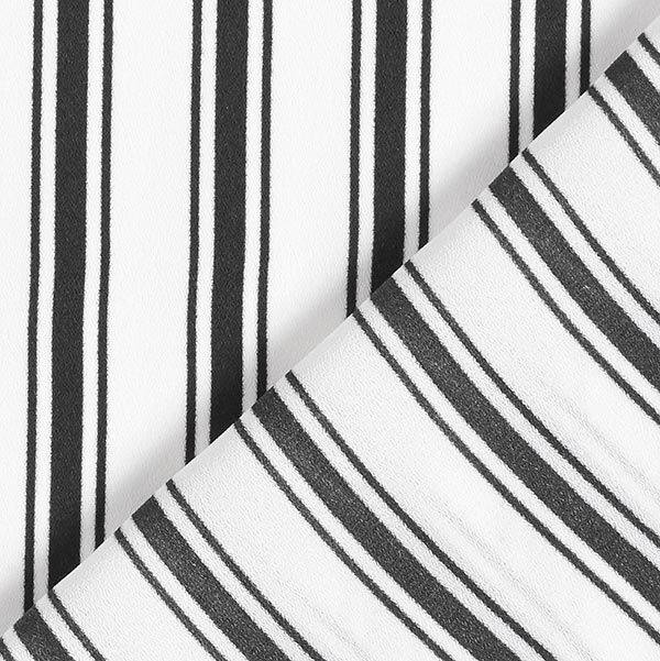 Mousseline de soie Fines rayures verticales – blanc/noir,  image number 4