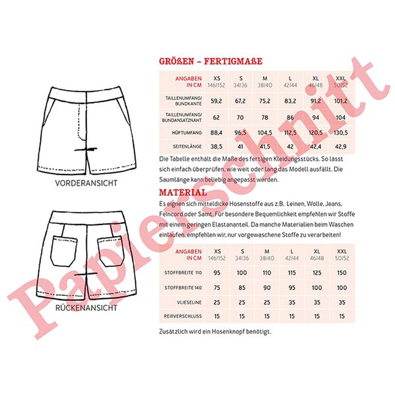 Short avec fermeture éclair FRAU GIULIA | Patron prêt à découper | XS-XXL,  image number 13