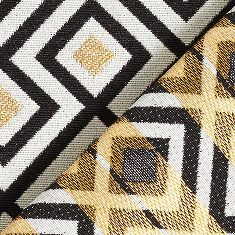 Tissu décoratif Jacquard Losanges Art Déco – écru/or,  image number 4