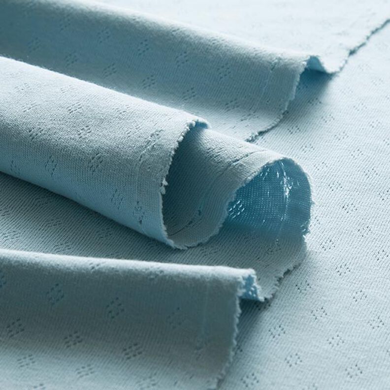 Jersey finement tricoté à motif ajouré – bleu clair,  image number 4