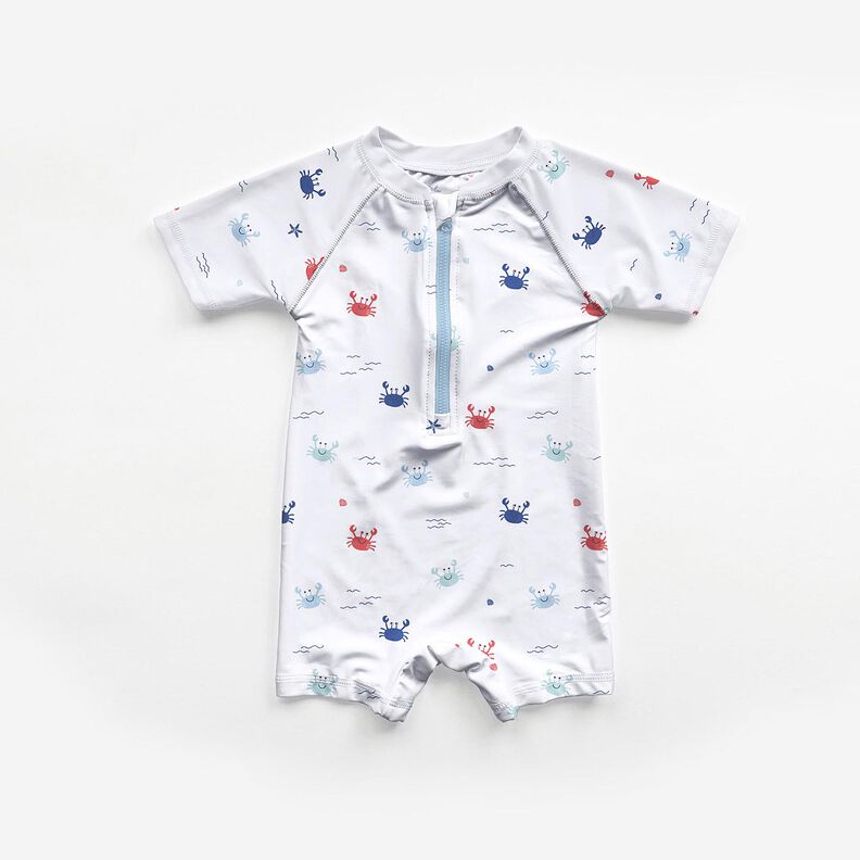 Tissus pour maillot de bain UPF50 Crabes joyeux – blanc/homard,  image number 5