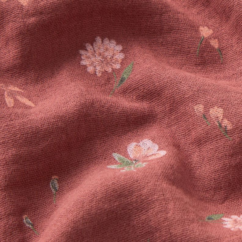 Tissu double gaze de coton Fleurs délicates | by Poppy – bordeaux,  image number 2