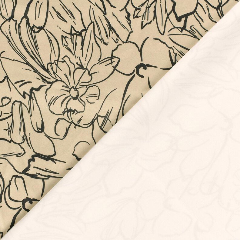Velours extensible avec esquisses de fleurs – sable/noir, image number 4