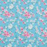 Coton enduit fleurs de cerisier – bleu aqua,  thumbnail number 1