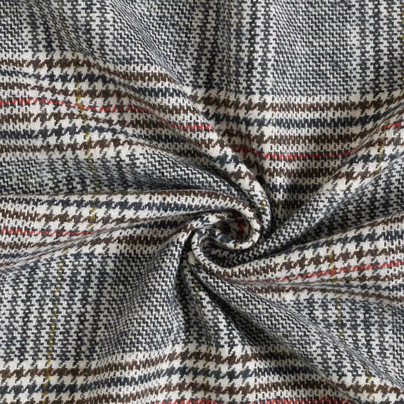 Tissu pour manteau en coton mélangé Prince de Galles – blanc/bleu nuit, image number 4