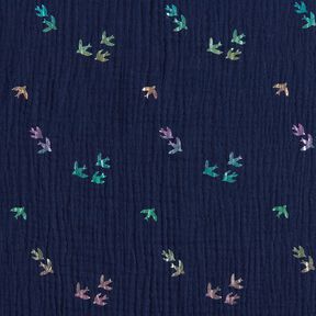 Tissu double gaze de coton Hirondelles Imprimé feuille | Poppy Fabrics – bleu nuit/mélange de, 