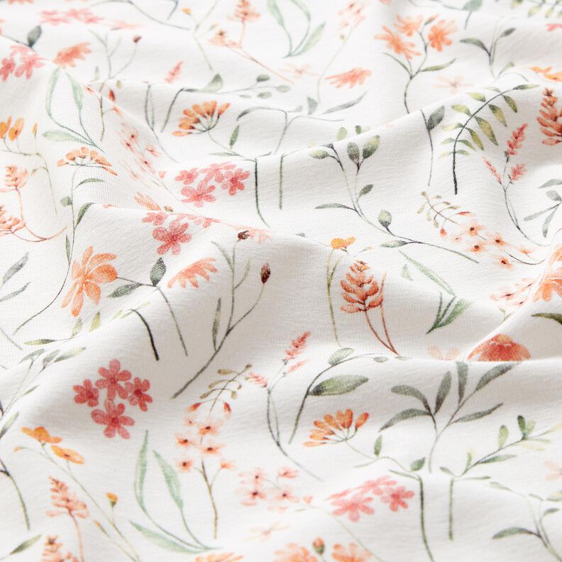 GOTS Jersey coton prairie de fleurs sauvages Impression numérique – ivoire, image number 2