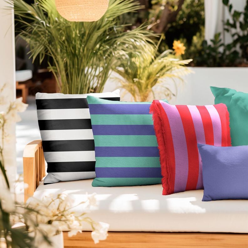 Tissu de décoration Canvas Rayures joyeuses – violet pastel/chili,  image number 5