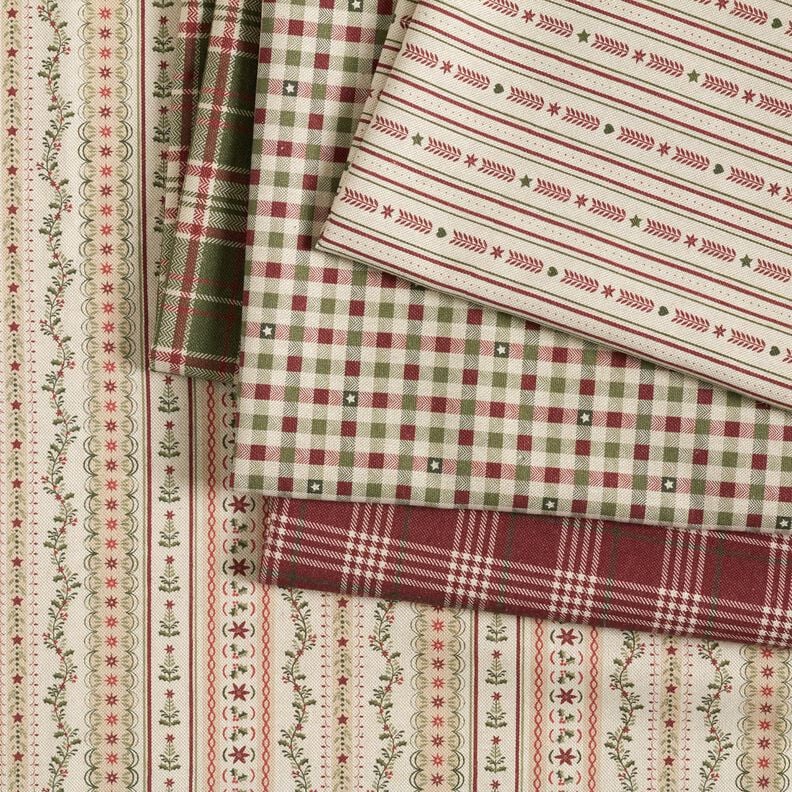 Tissu de décoration Semi-panama Carreaux classiques – bordeaux/nature,  image number 5