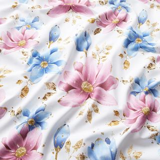 Jersey coton Fleurs de rêve | Glitzerpüppi – blanc, 