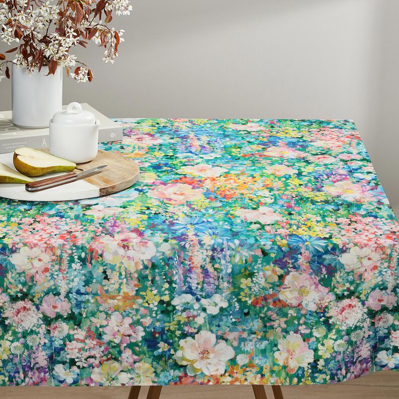 Tissu de décoration Canvas Tableau de fleurs – vert/rose,  image number 7
