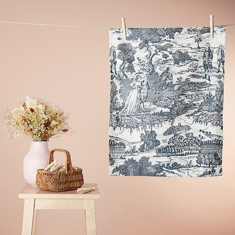 Tissu de décoration Semi-panama Toile de Jour – bleu marine/écru,  image number 6