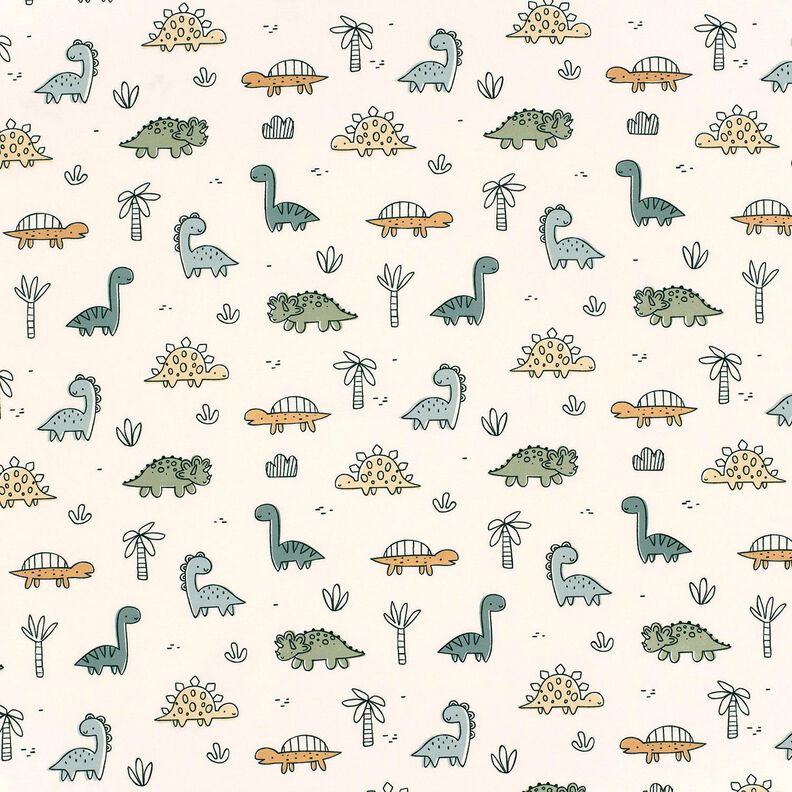 Jersey coton Dinosaures dans la jungle – écru,  image number 1