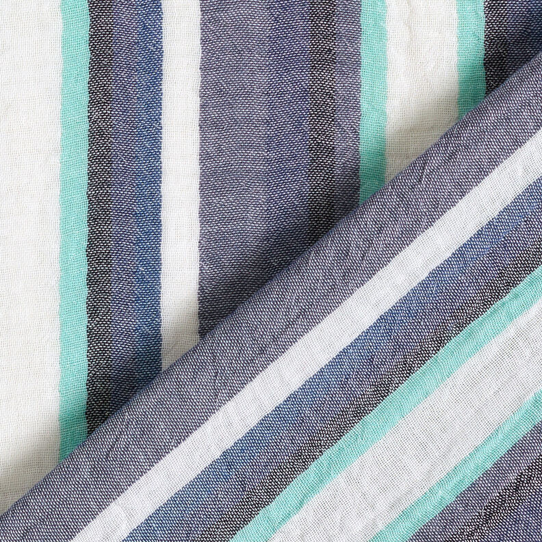 Tissu double gaze de coton Rayures teintées dans la masse – indigo/bleu glacier,  image number 5