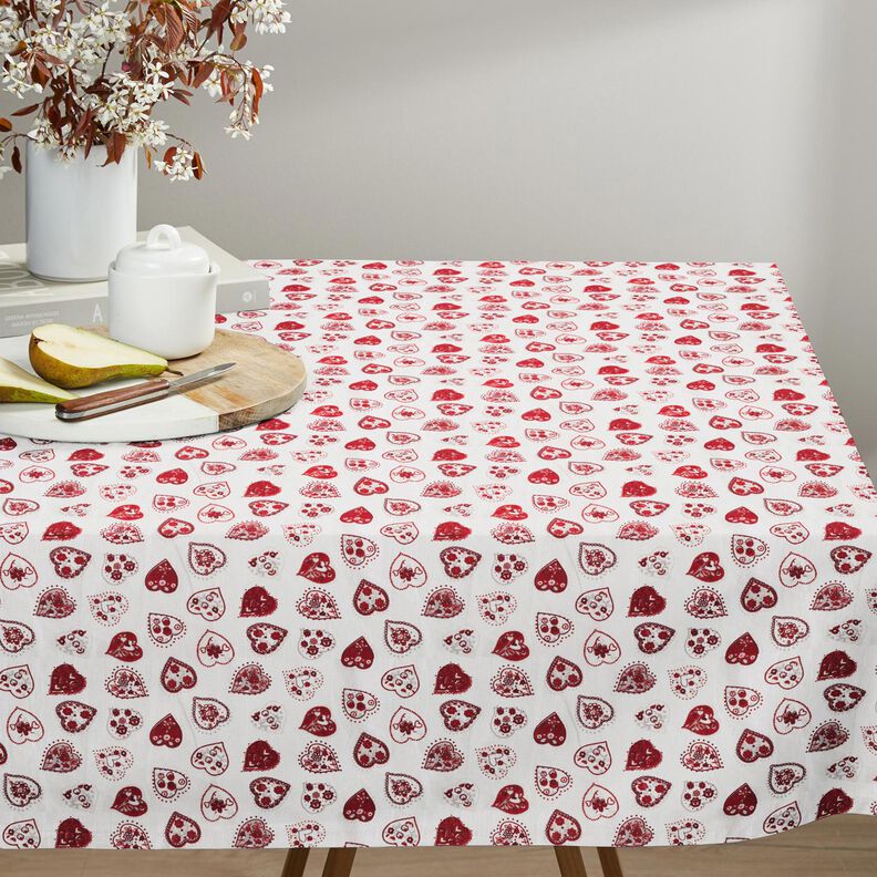 Tissu en coton Cretonne Petits cœurs – blanc/rouge foncé,  image number 6
