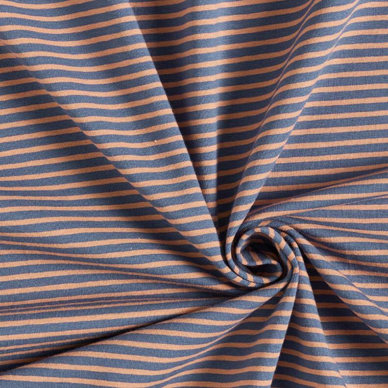 Jersey de coton Fines rayures – cuivre/bleu jean,  image number 3