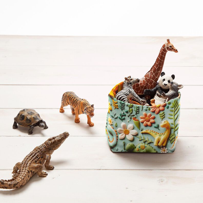 Popeline coton Dinosaures en pâte à modeler Impression numérique – roseau,  image number 6
